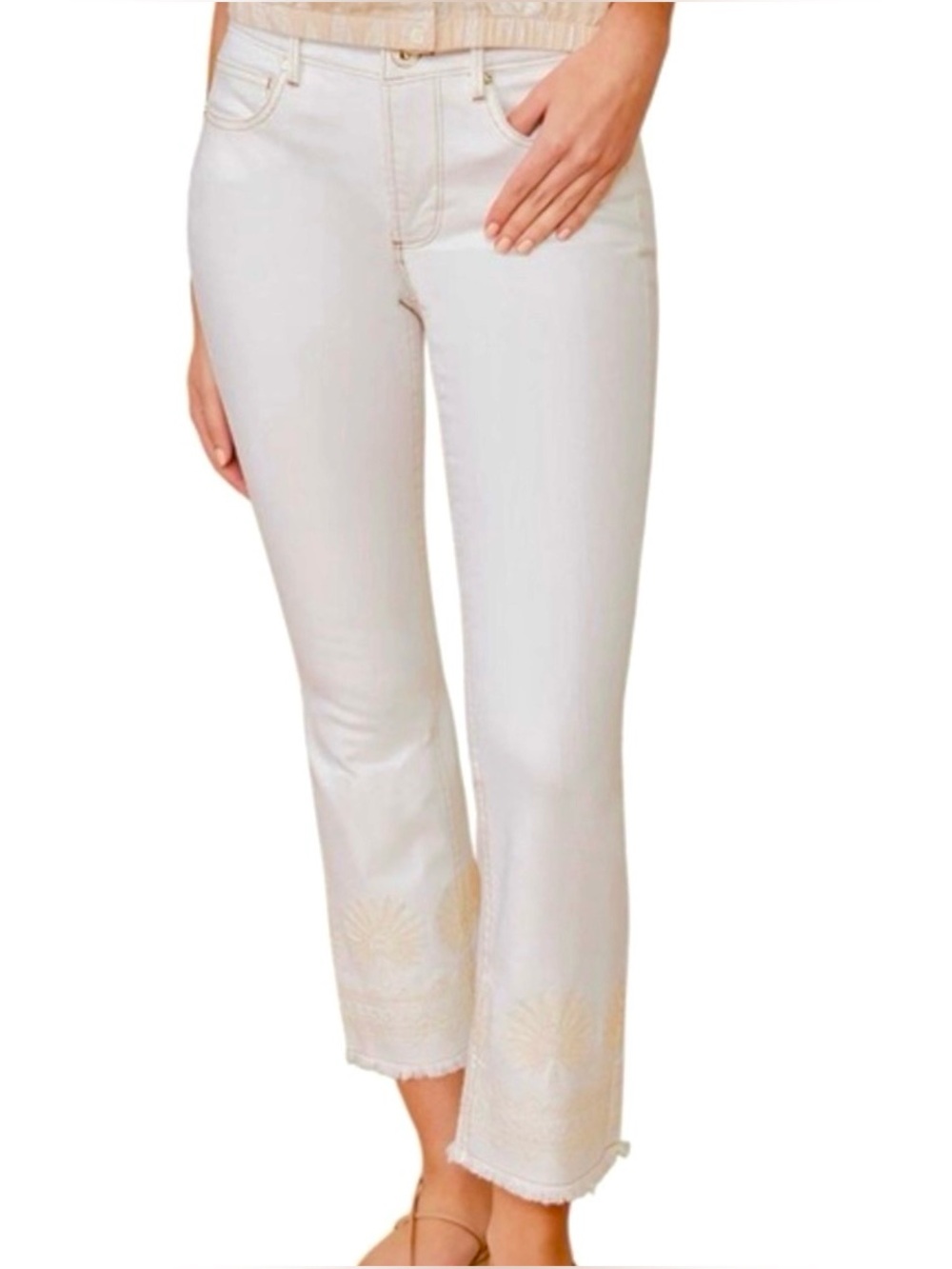 Spartina 449 Juliette High Rise Kick Flare Jean size 16 Pearl White